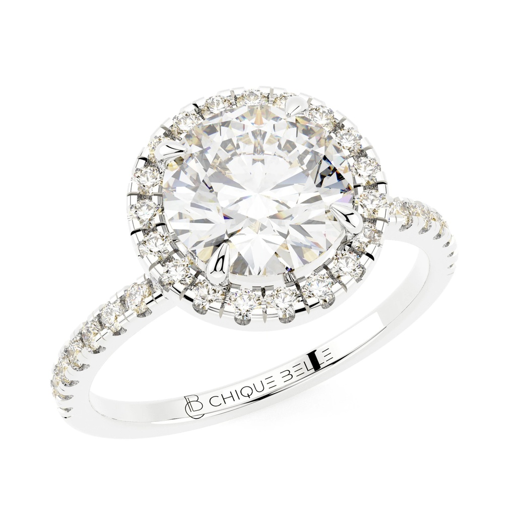 Rose Halo Half Eternity Diamond Ring