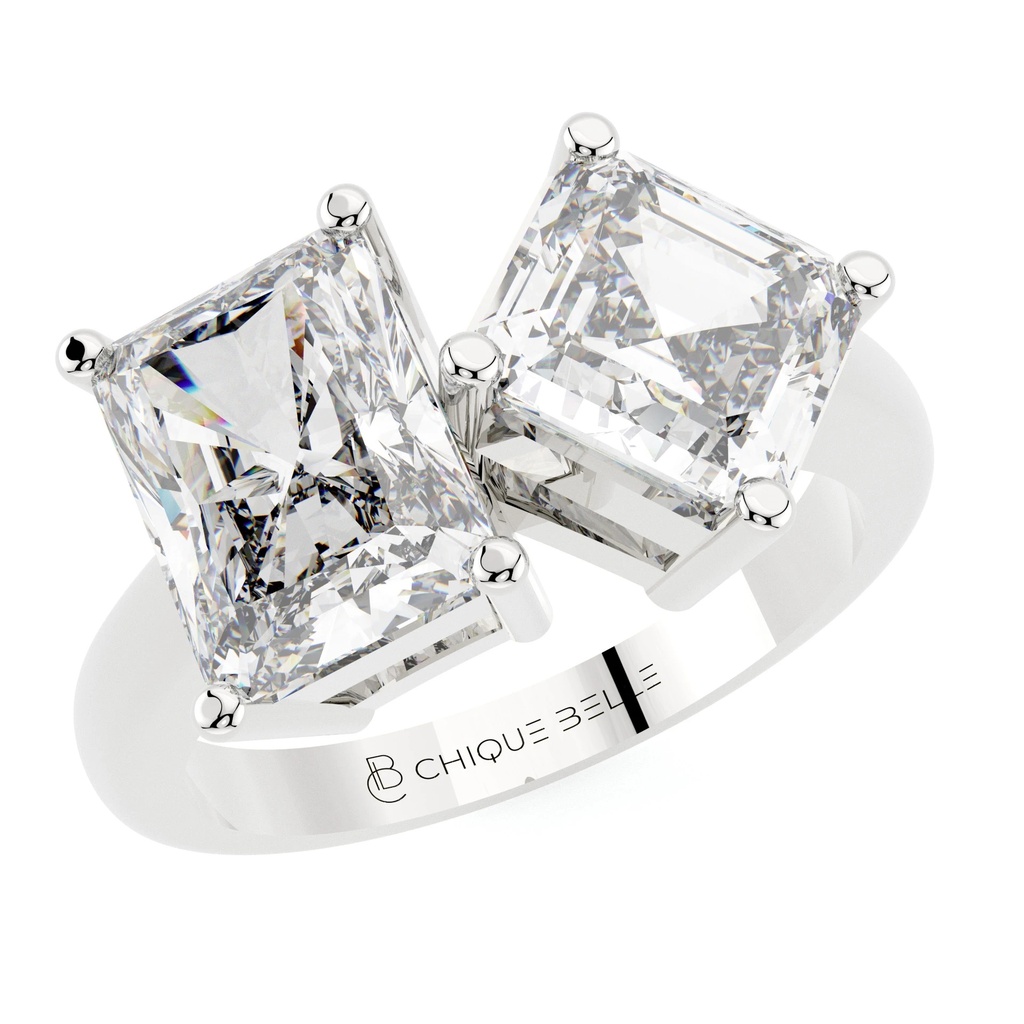 Moi Radiant And Emerald Diamond Ring