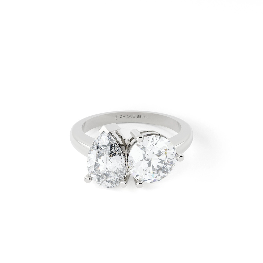 Moi Pear And Round Diamond Ring