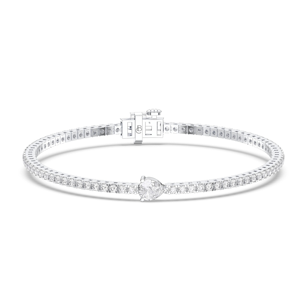 Pear and Round Diamond Tennis Bracelet