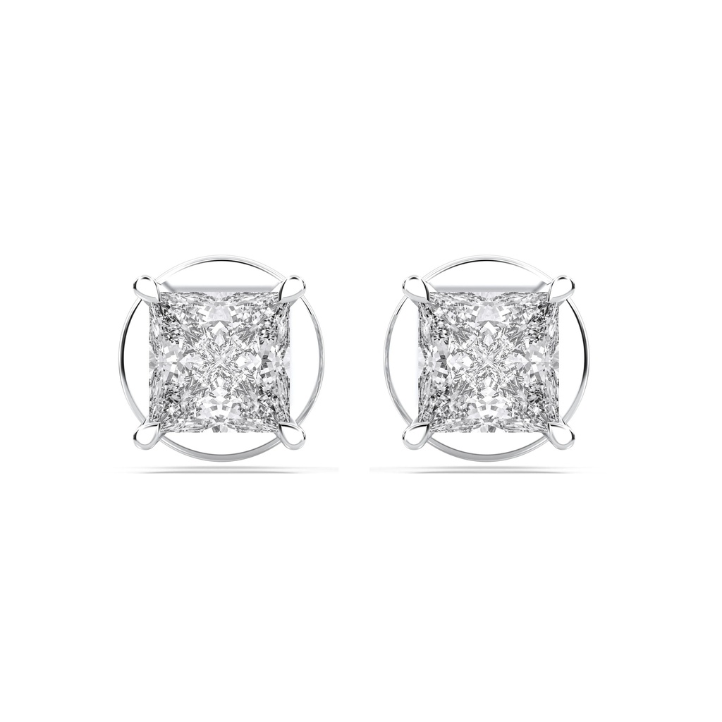 Four Prong Princess Diamond Earrings