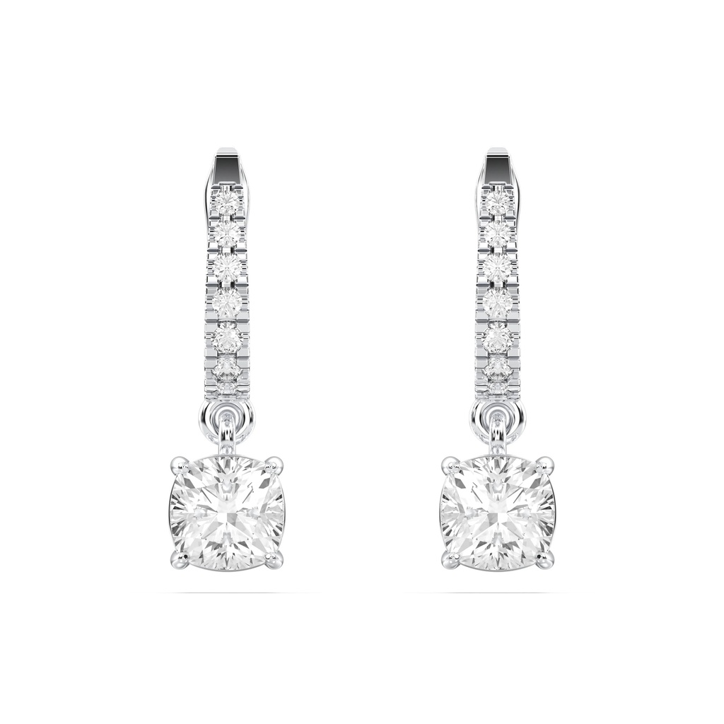 Solitire Drop Hoop Diamond Earring
