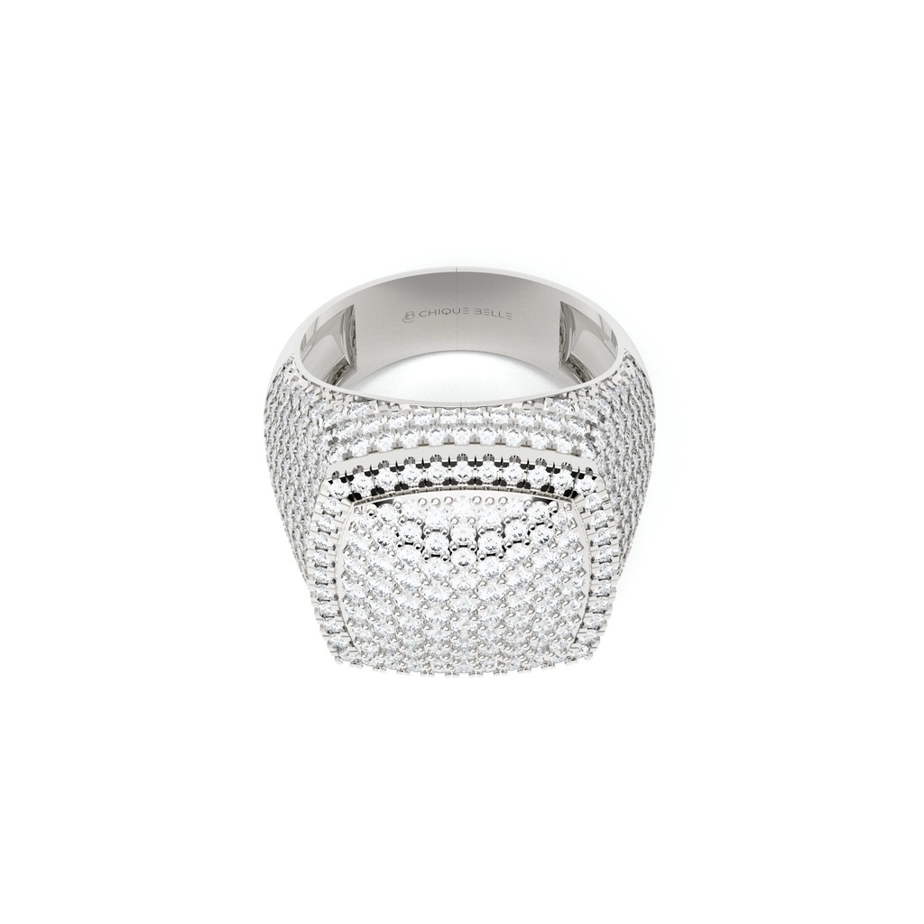 Cluster Studded Broad Wedding Band 1