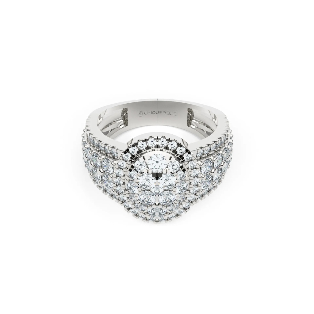 Cluster Studded Broad Wedding Band 2