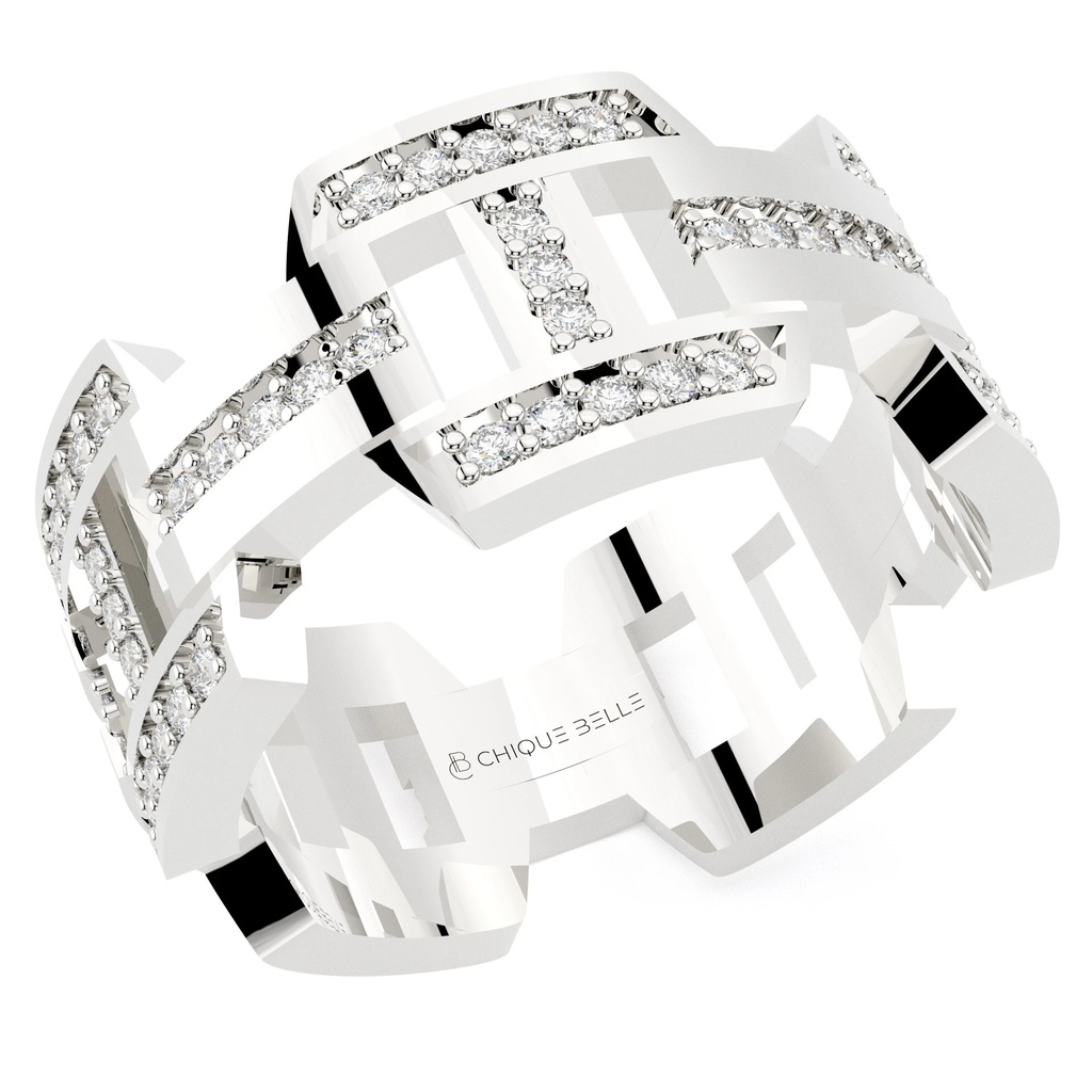 10mm Block Fit Wedding Band With Diamond