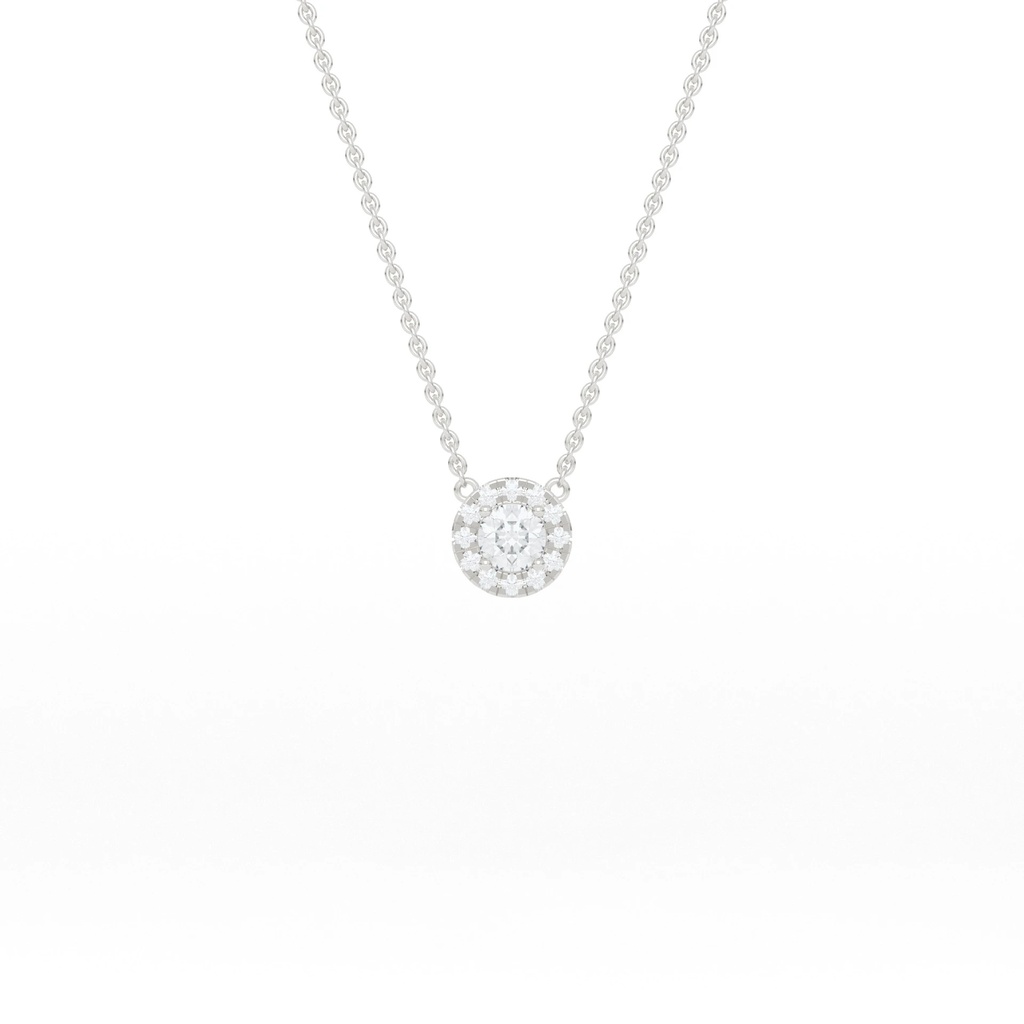 Halo Diamond Shoulder Pendant with Necklace