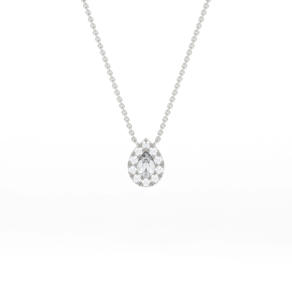 Halo Pear Diamond Shoulder Pendant with Necklace