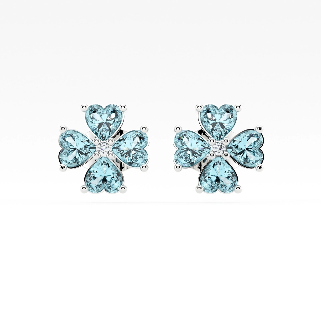 Aquamarine Flower Shaped Earrings
