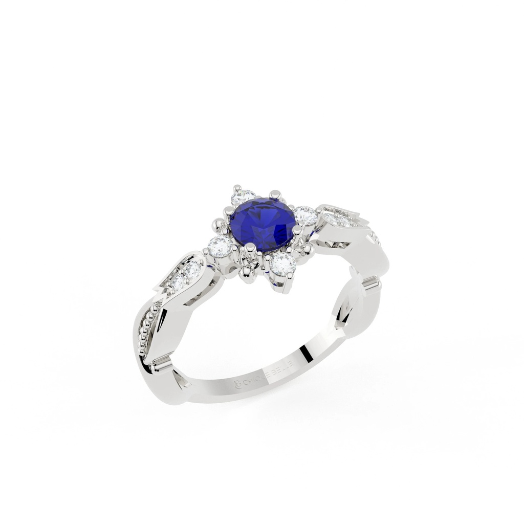 Blue Topaz Diamond Ring