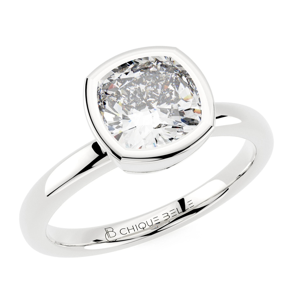 Cushion Diamond Bazel Set Engagement Ring