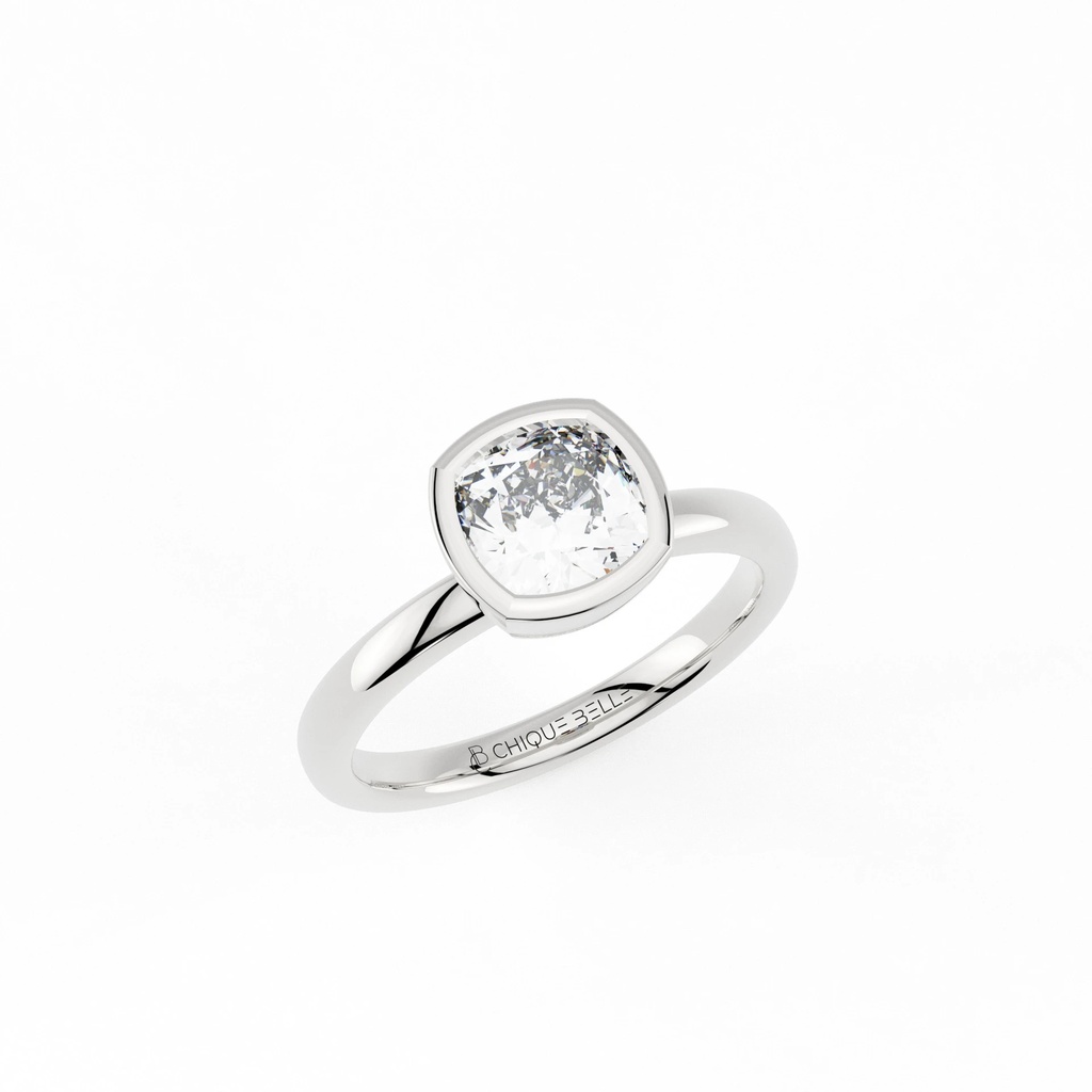 Cushion Diamond Bazel Set Engagement Ring