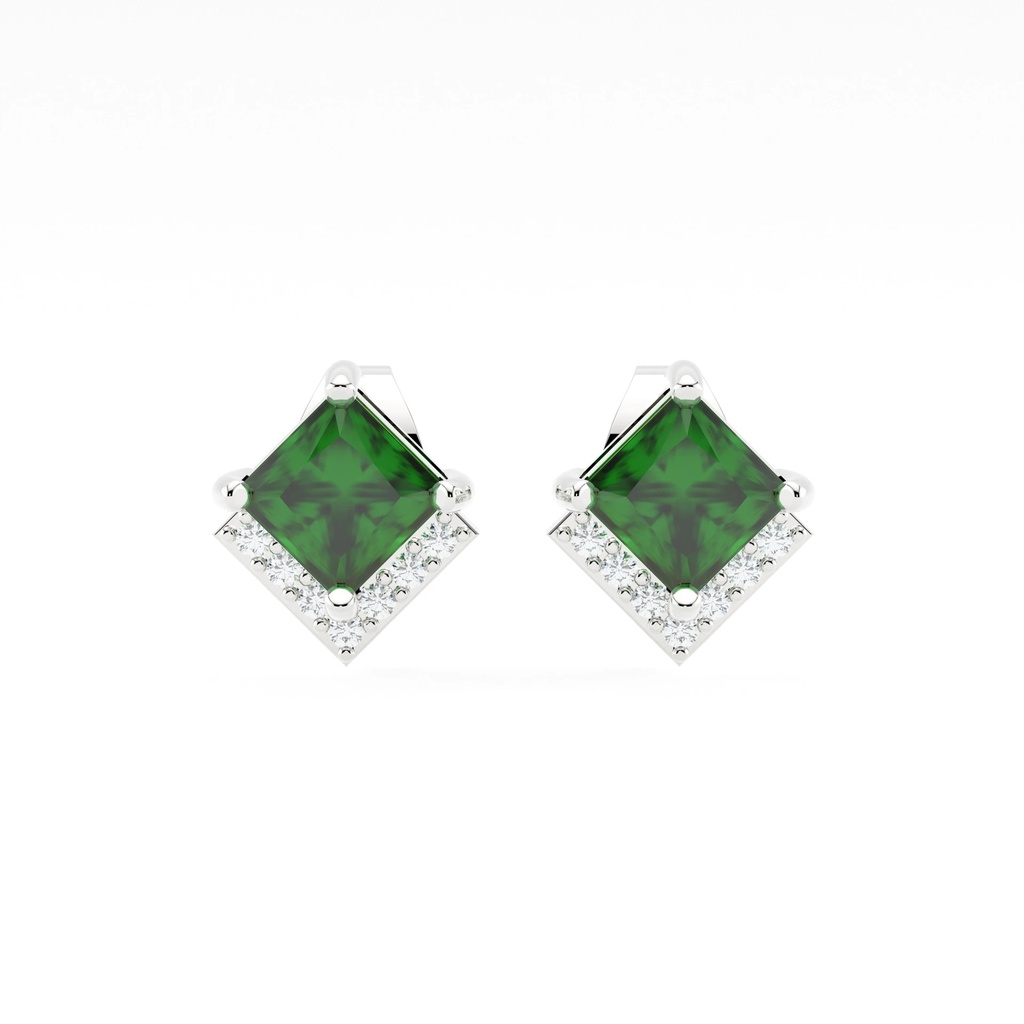 Emerald and Diamond Studs