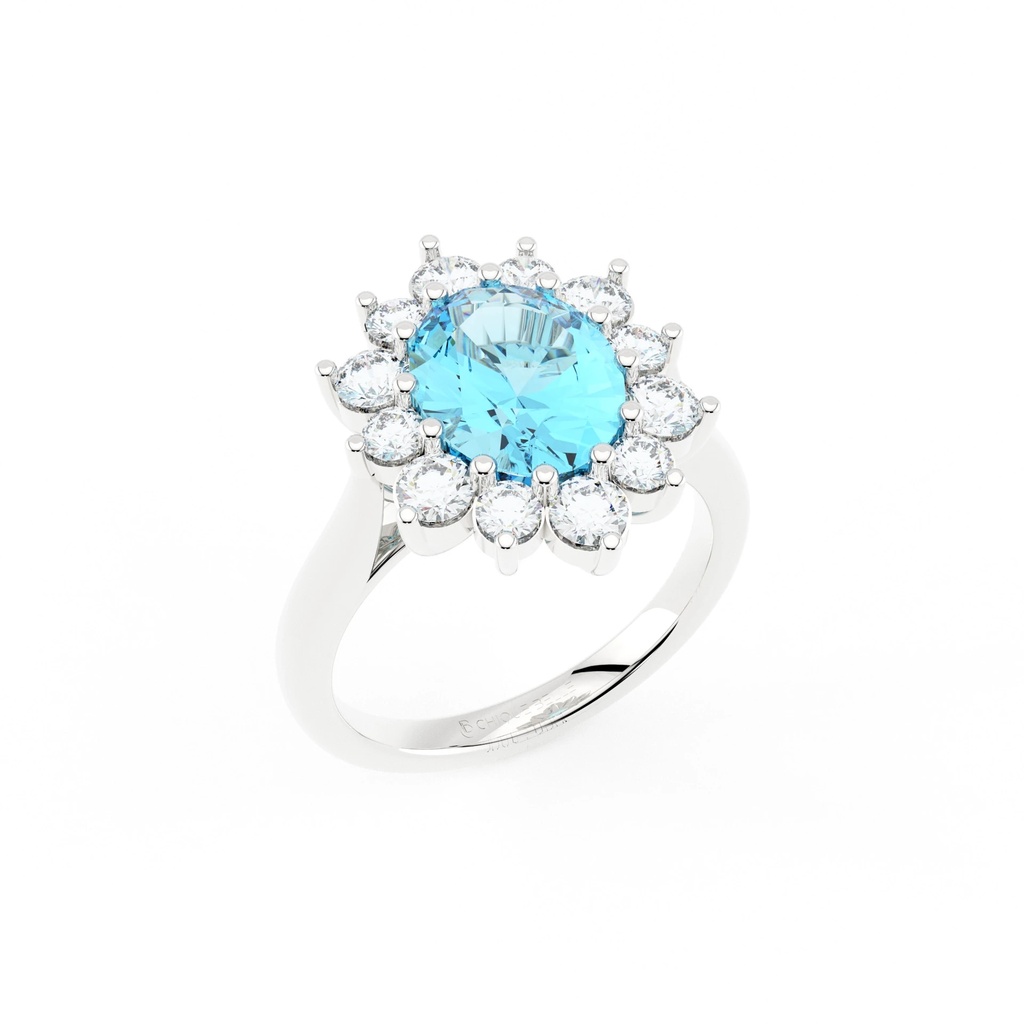 Oval Aquamarine and Diamond Ring