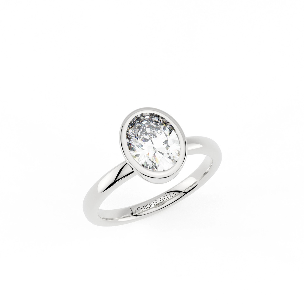 Oval Diamond Bazel Setting Engagement Ring