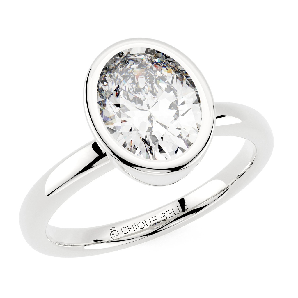 Oval Diamond Bazel Setting Engagement Ring