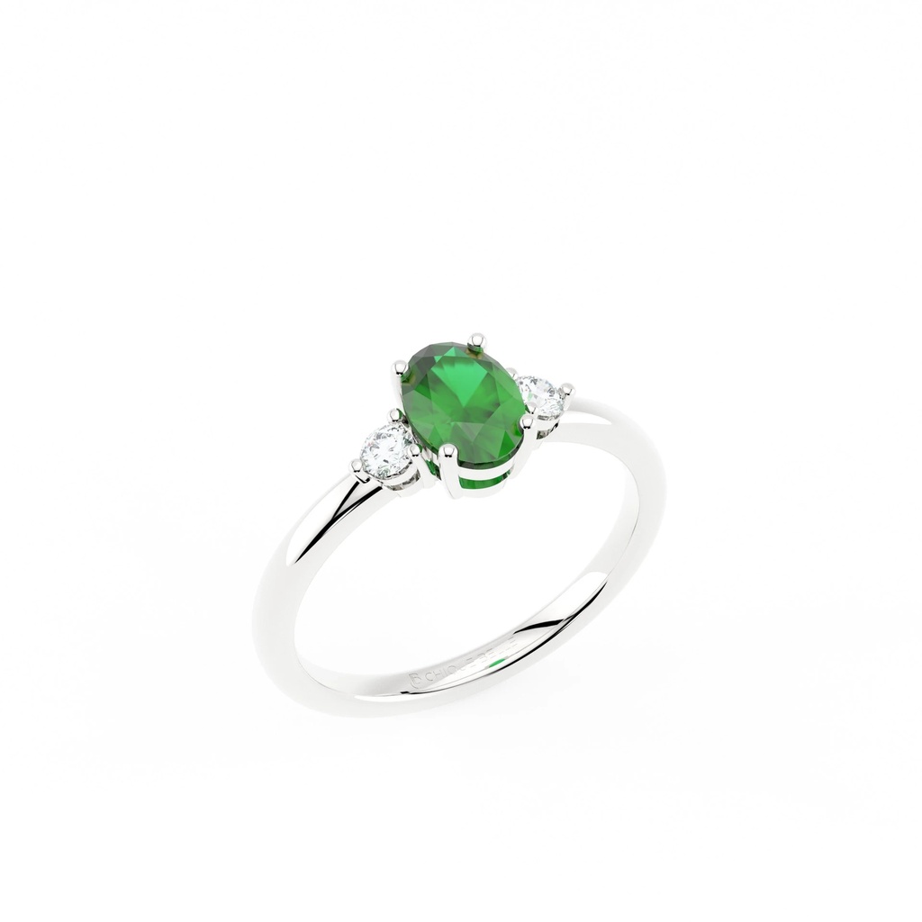 Oval Emerald and Diamond Ring