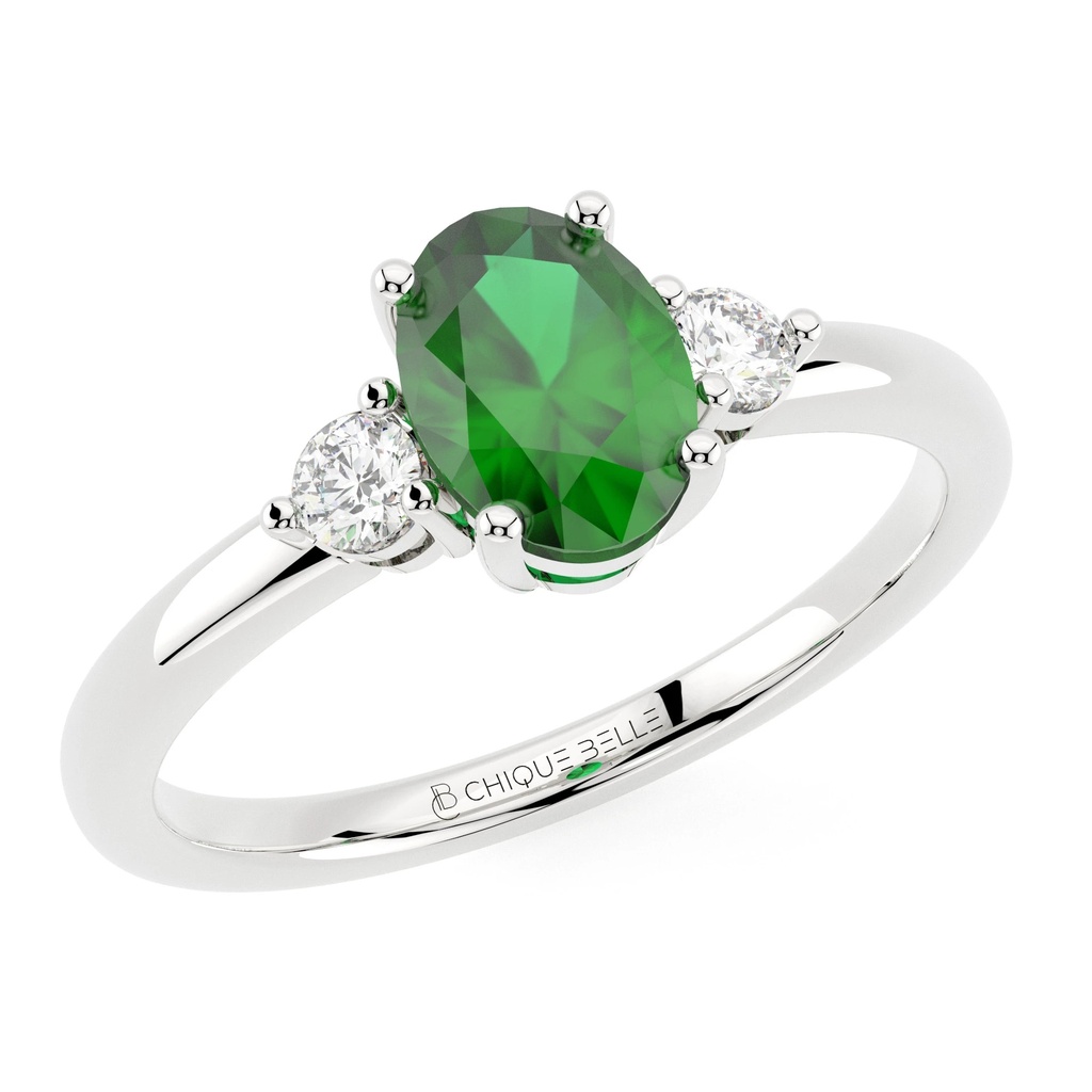 Oval Emerald and Diamond Ring