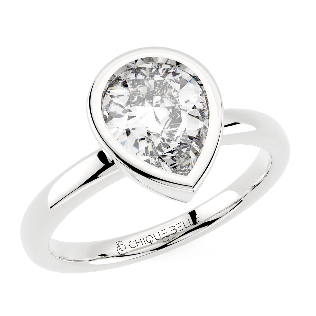 Pear Diamond Bazel Set Engagement Ring