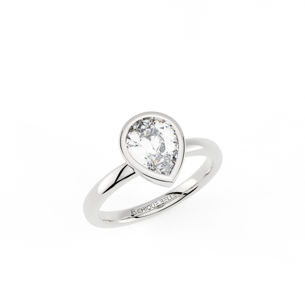Pear Diamond Bazel Set Engagement Ring