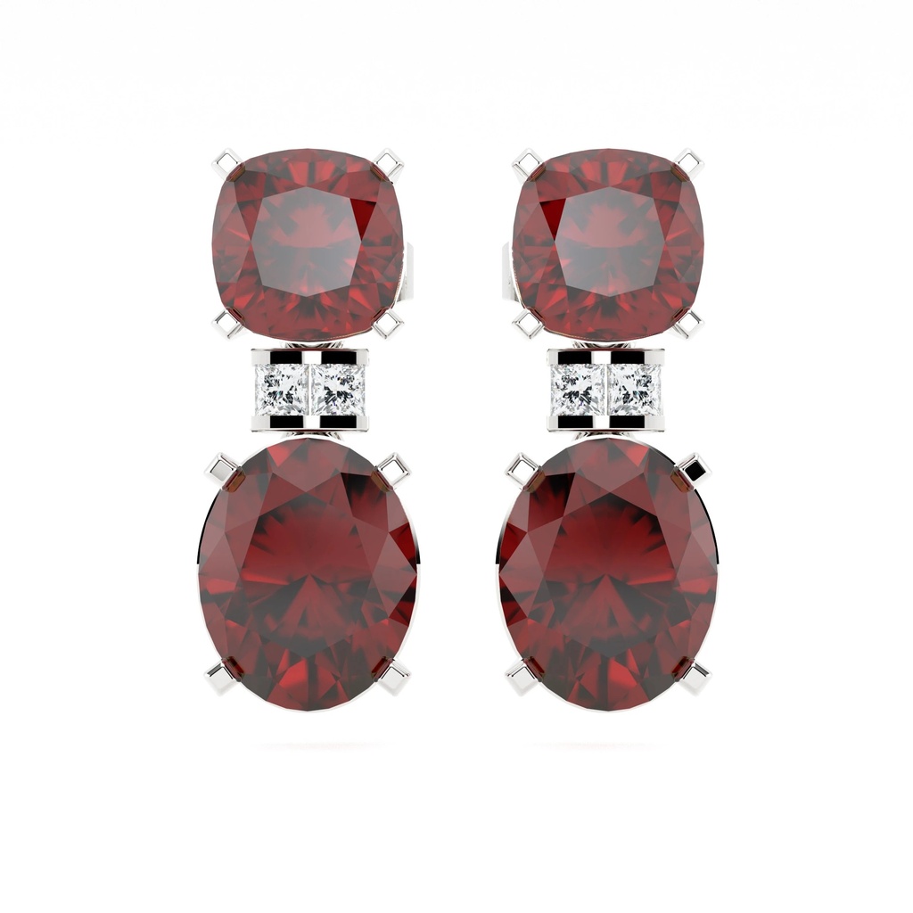 Ruby Oval Drop Diamond Earrings