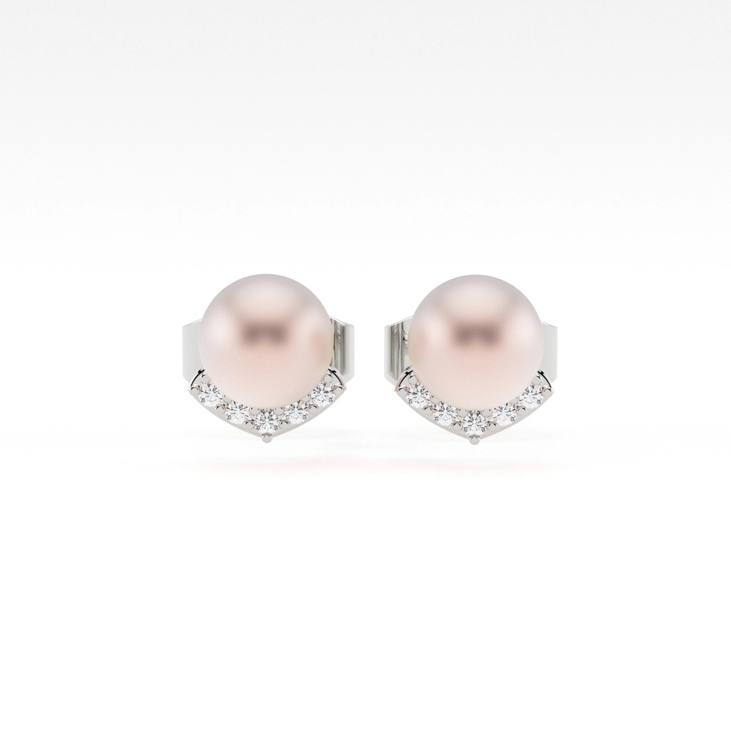 Freahwater Pearl with Diamond Ear Studs