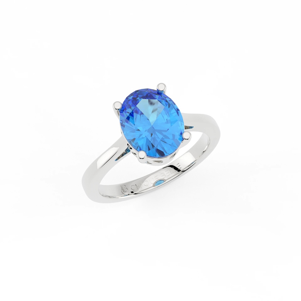 Classic Oval Blue Topaz Ring