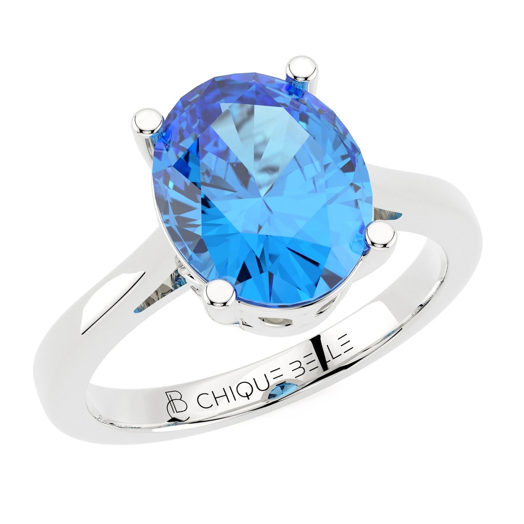 Classic Oval Blue Topaz Ring