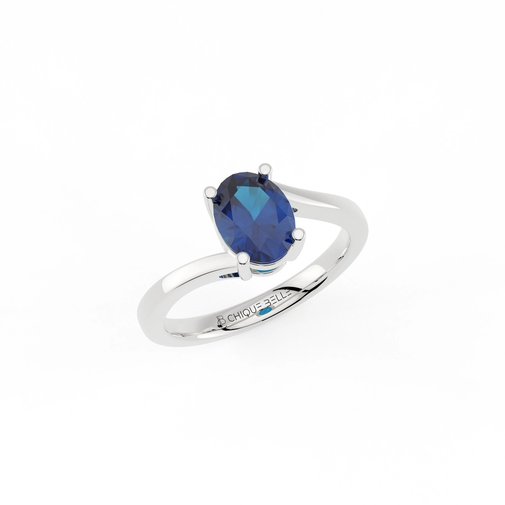 Blue Topaz Twisted Shank Ring