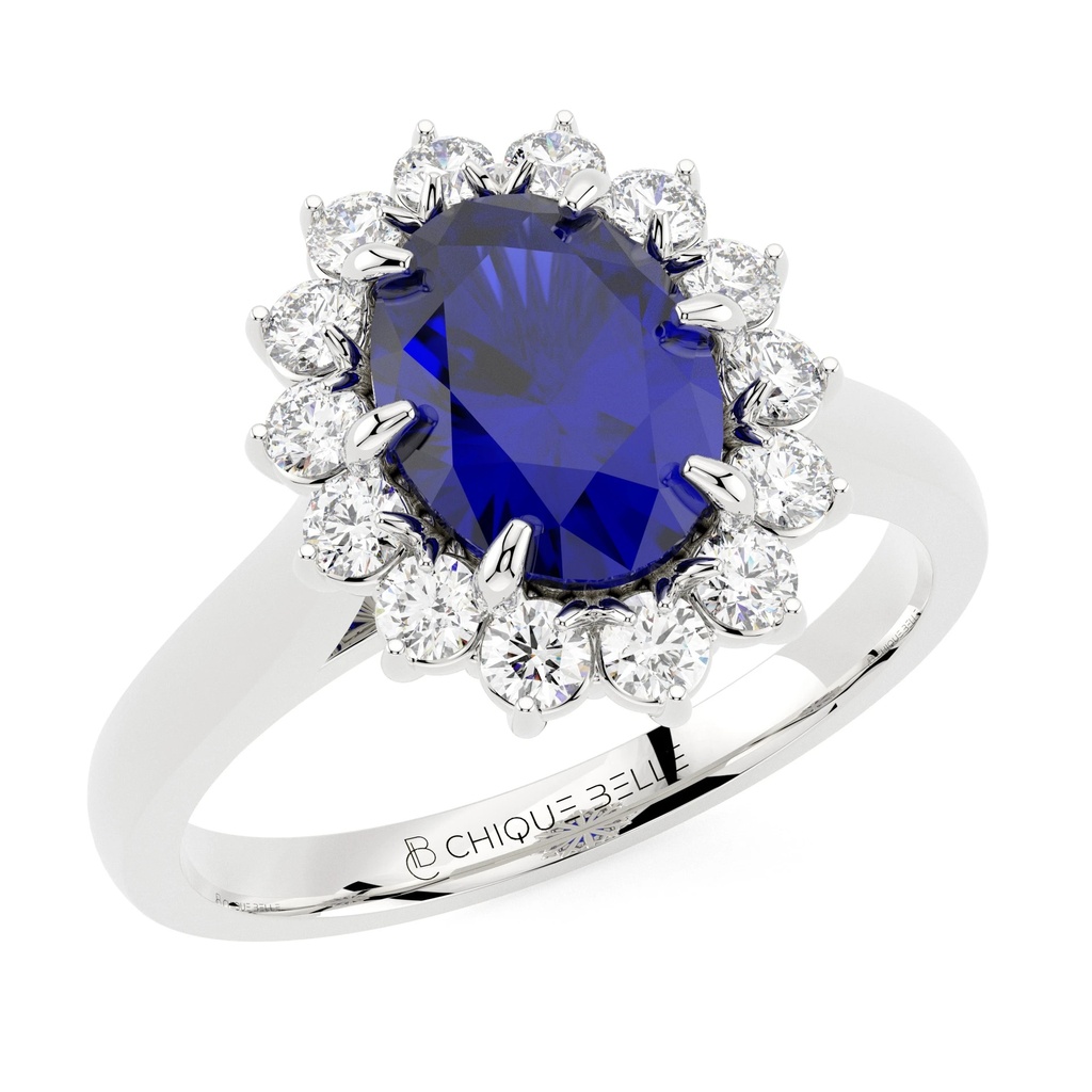 Classic Blue Sapphire Diana Diamond Ring 