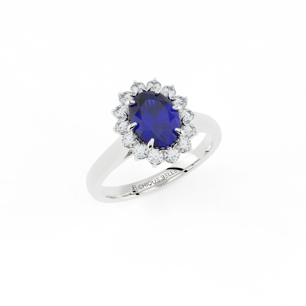 Classic Blue Sapphire Diana Diamond Ring 