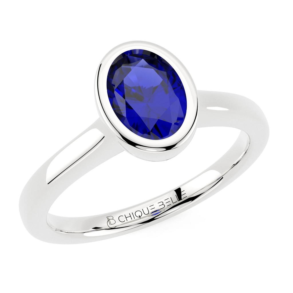 Classic Blue Sapphire Oval Bazel Ring