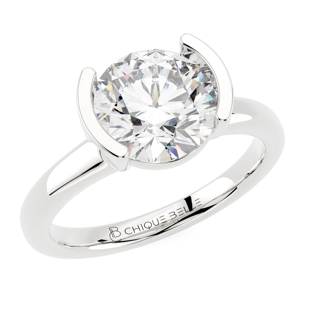 Rose Half Bazel Solitire Engagement Ring