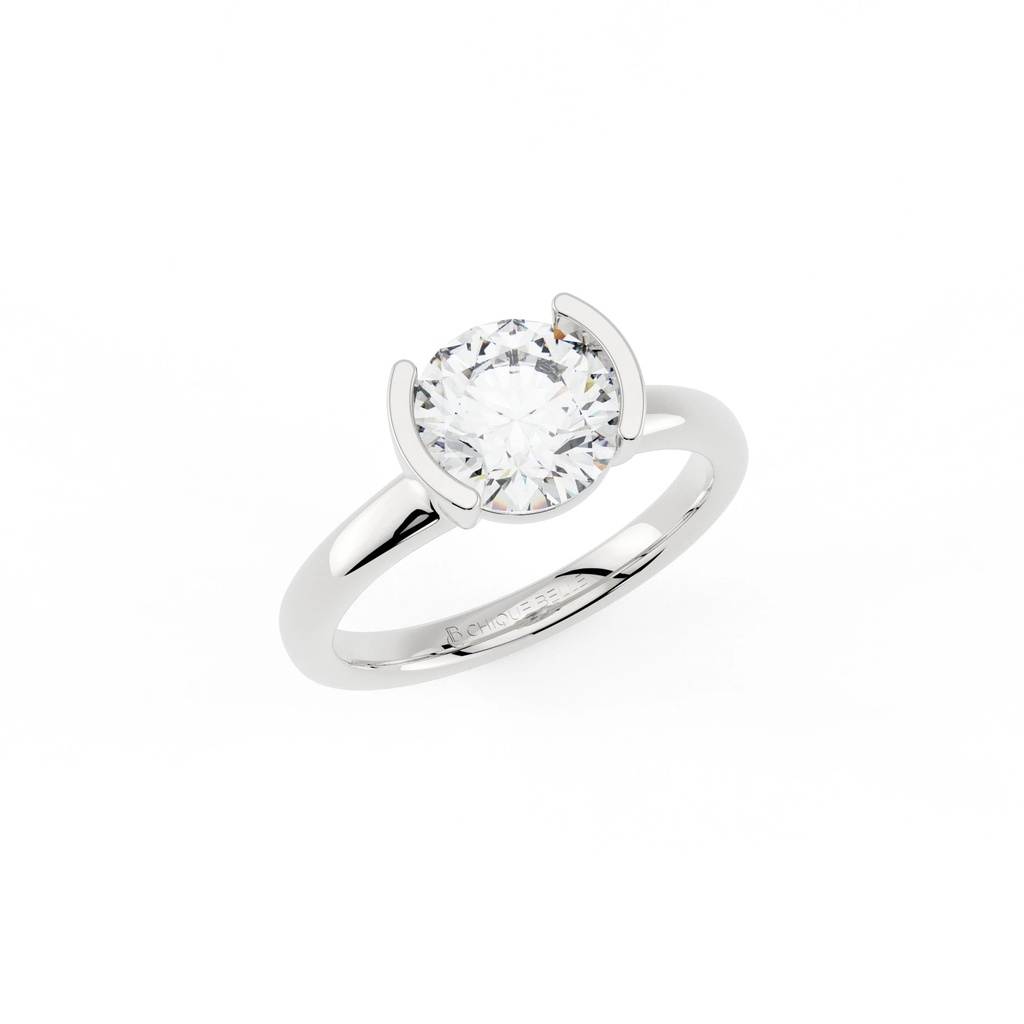 Rose Half Bazel Solitire Engagement Ring