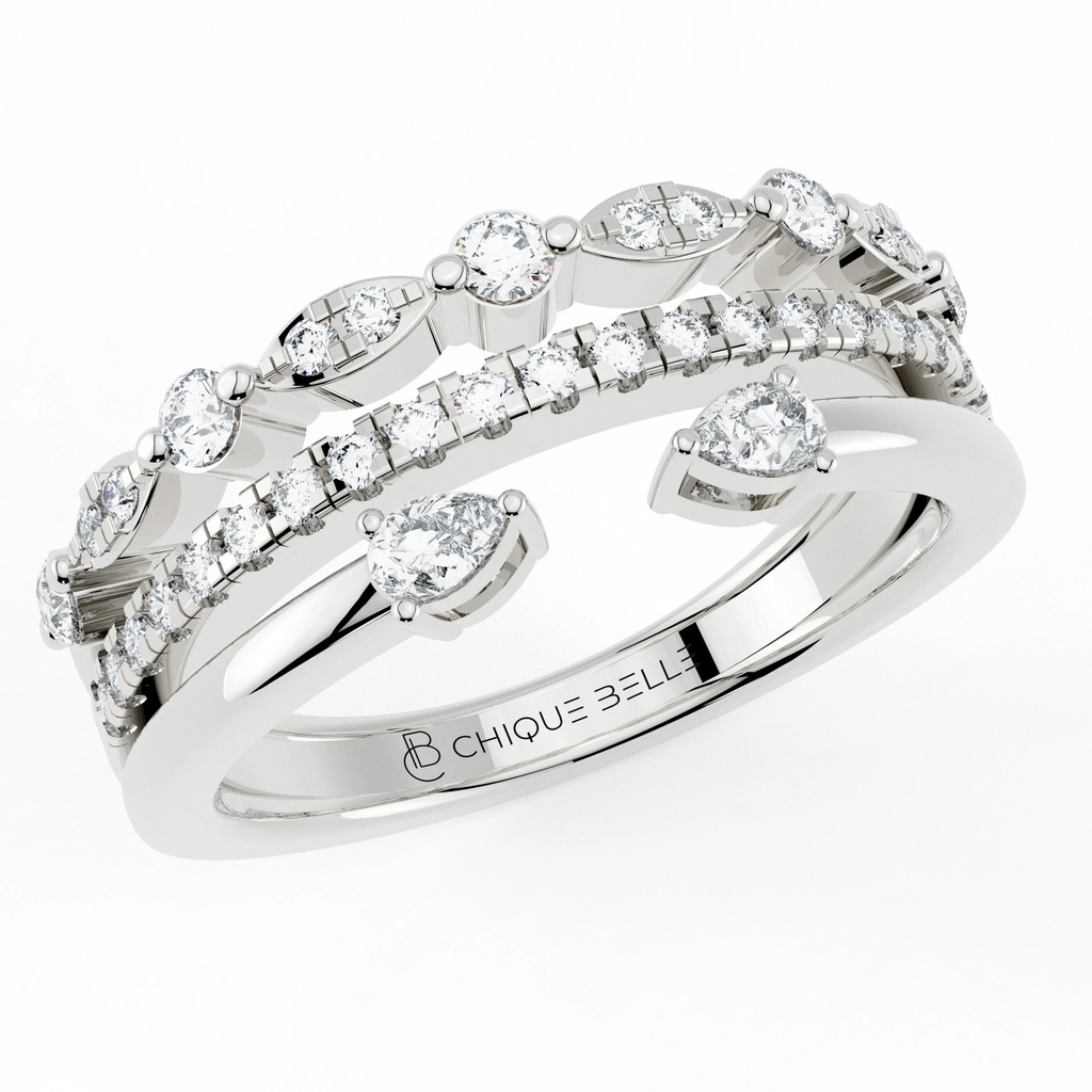 Aurora Triple-Row Diamond Ring