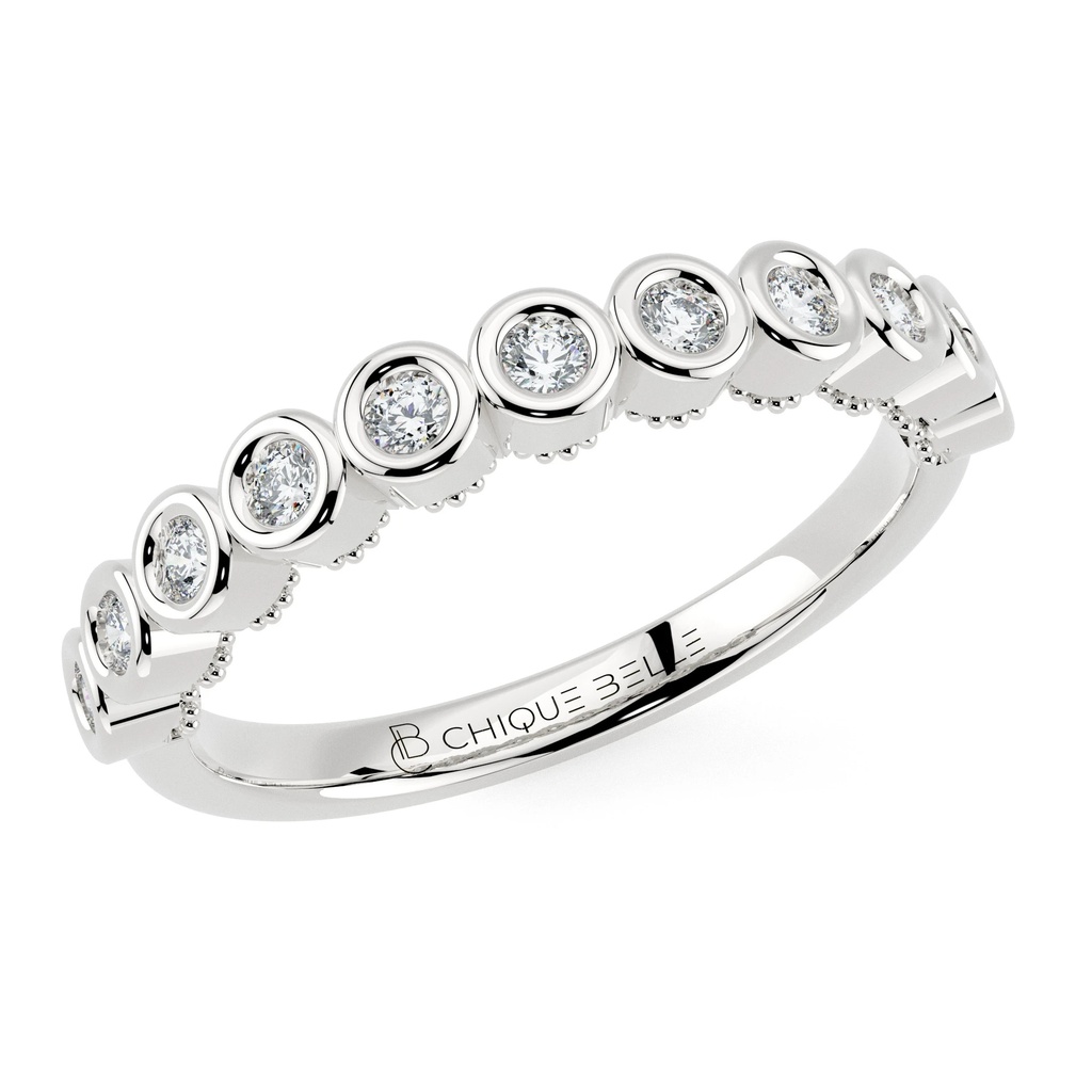 Round Bazel Half Eternity Wedding Ring
