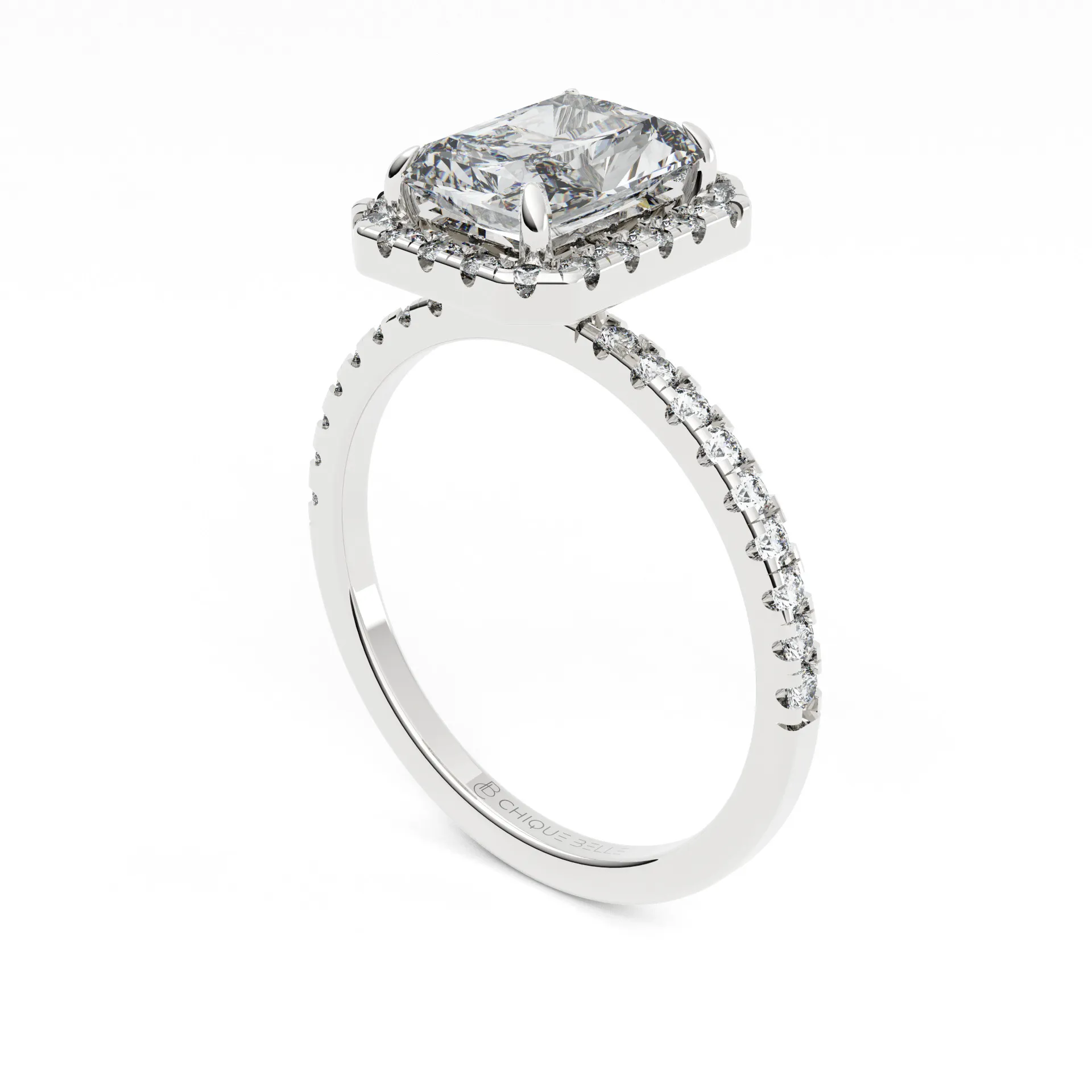 Iris Halo and Half Eternity Diamond Ring