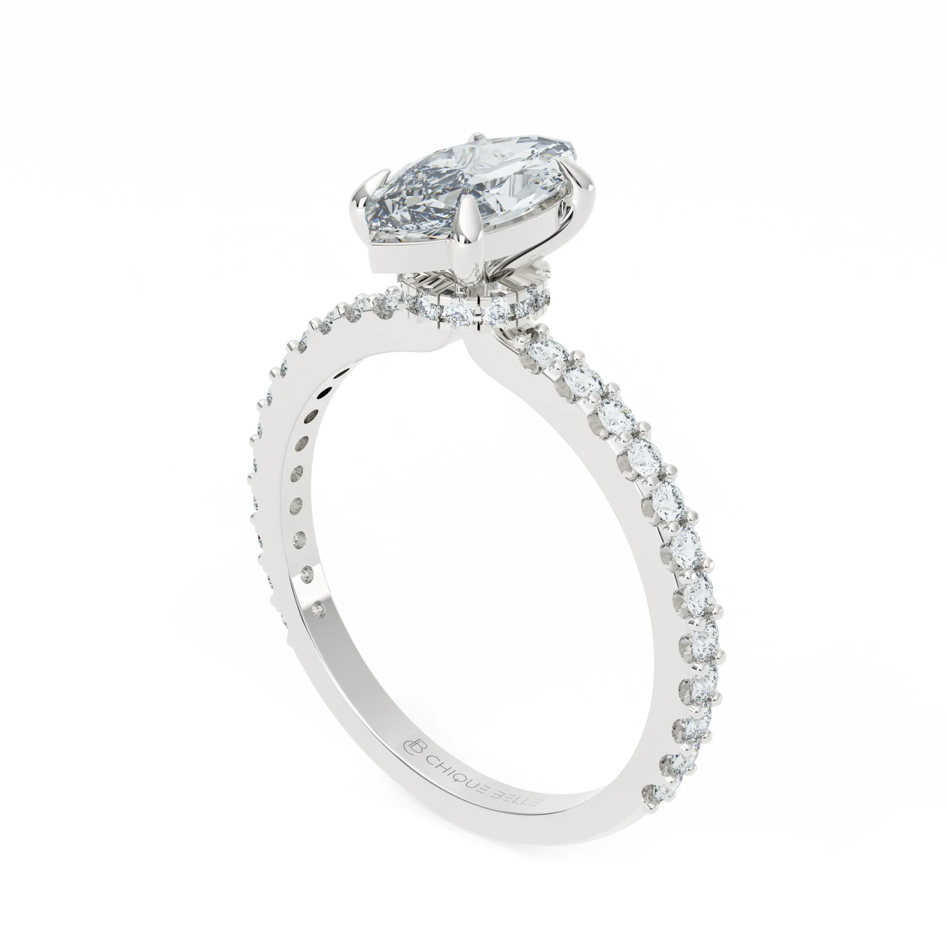 Flora Hidden Halo 3/4 Coverage Diamond Ring