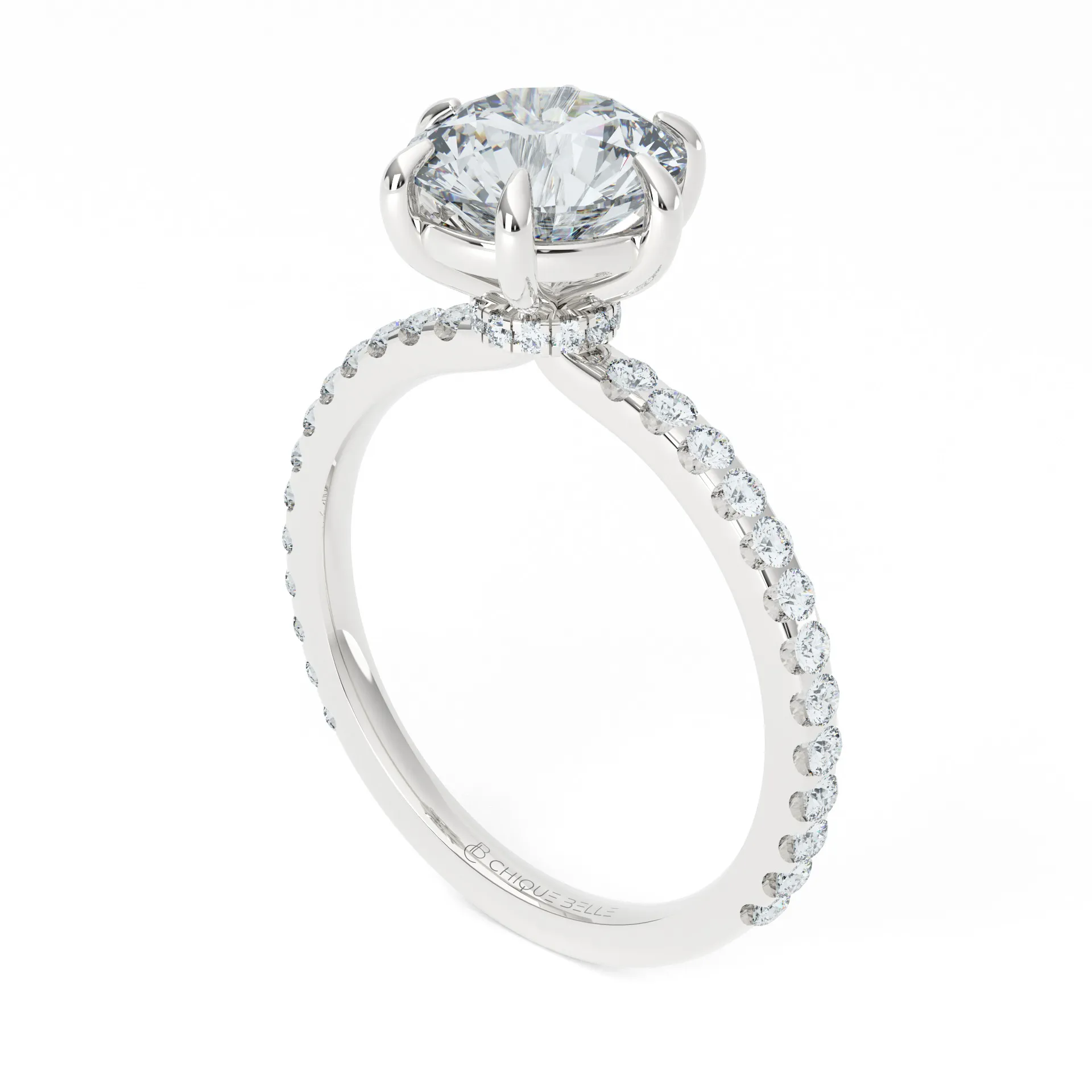 Rose Hidden Halo 3/4 Coverage Diamond Ring