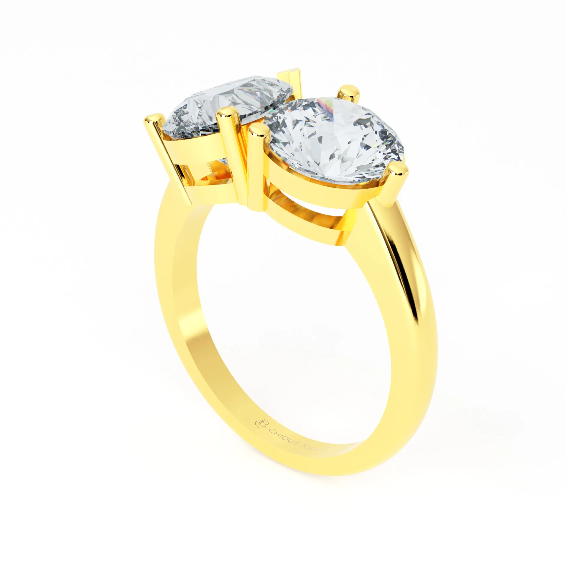 Moi Pear And Round Diamond Ring