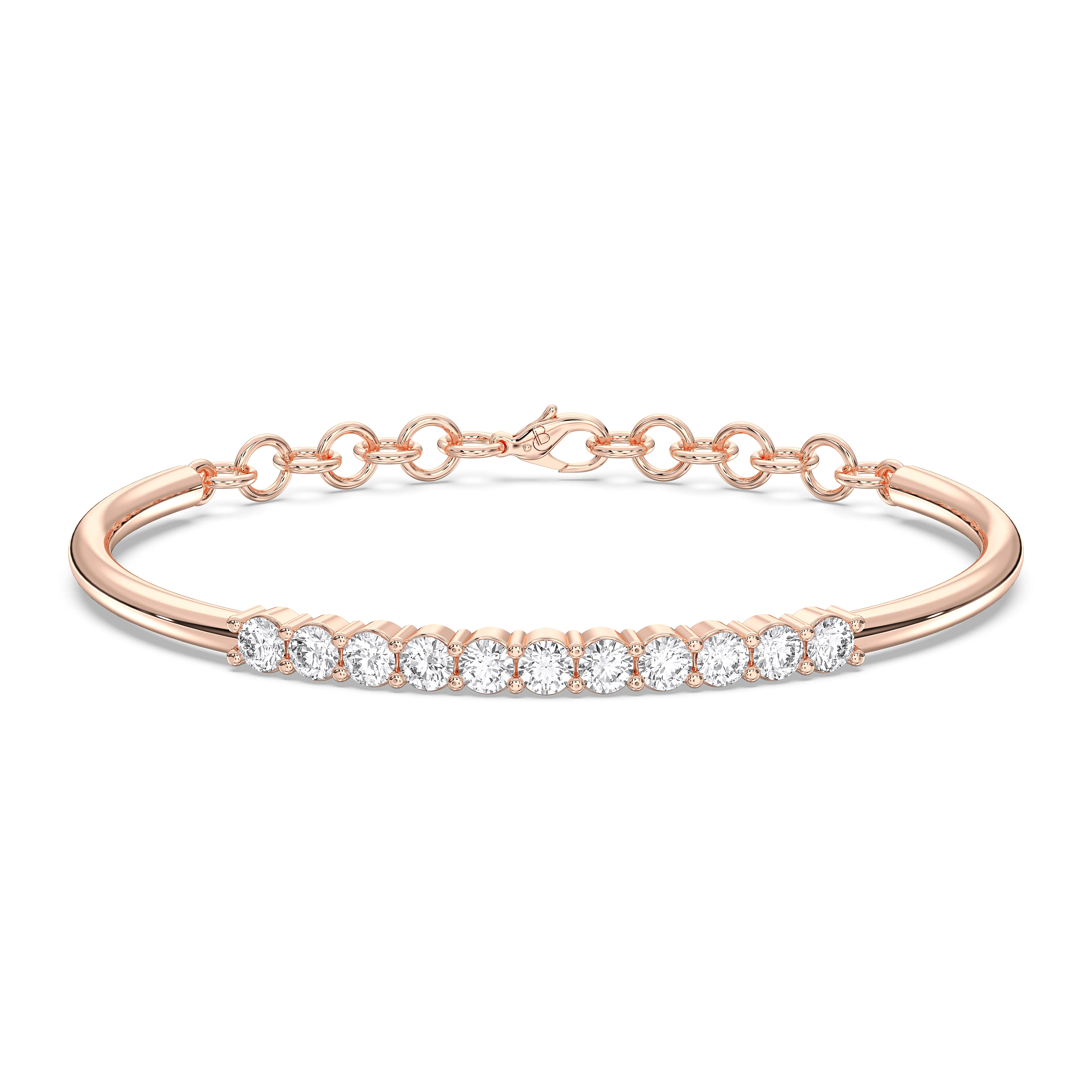 Minimalist Diamond Bangle and Chain Bracelet