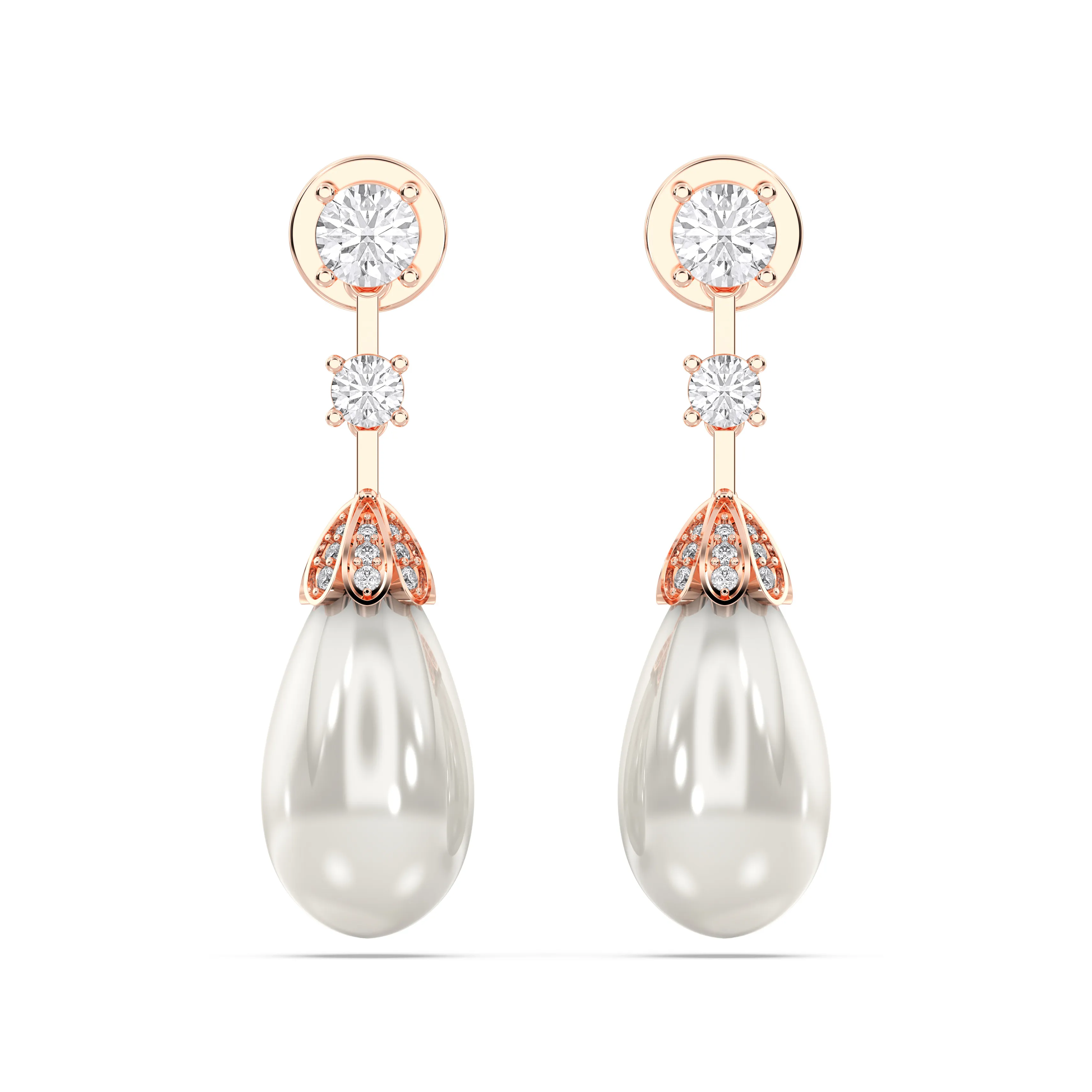 Pearl Drop Diamond Earrings