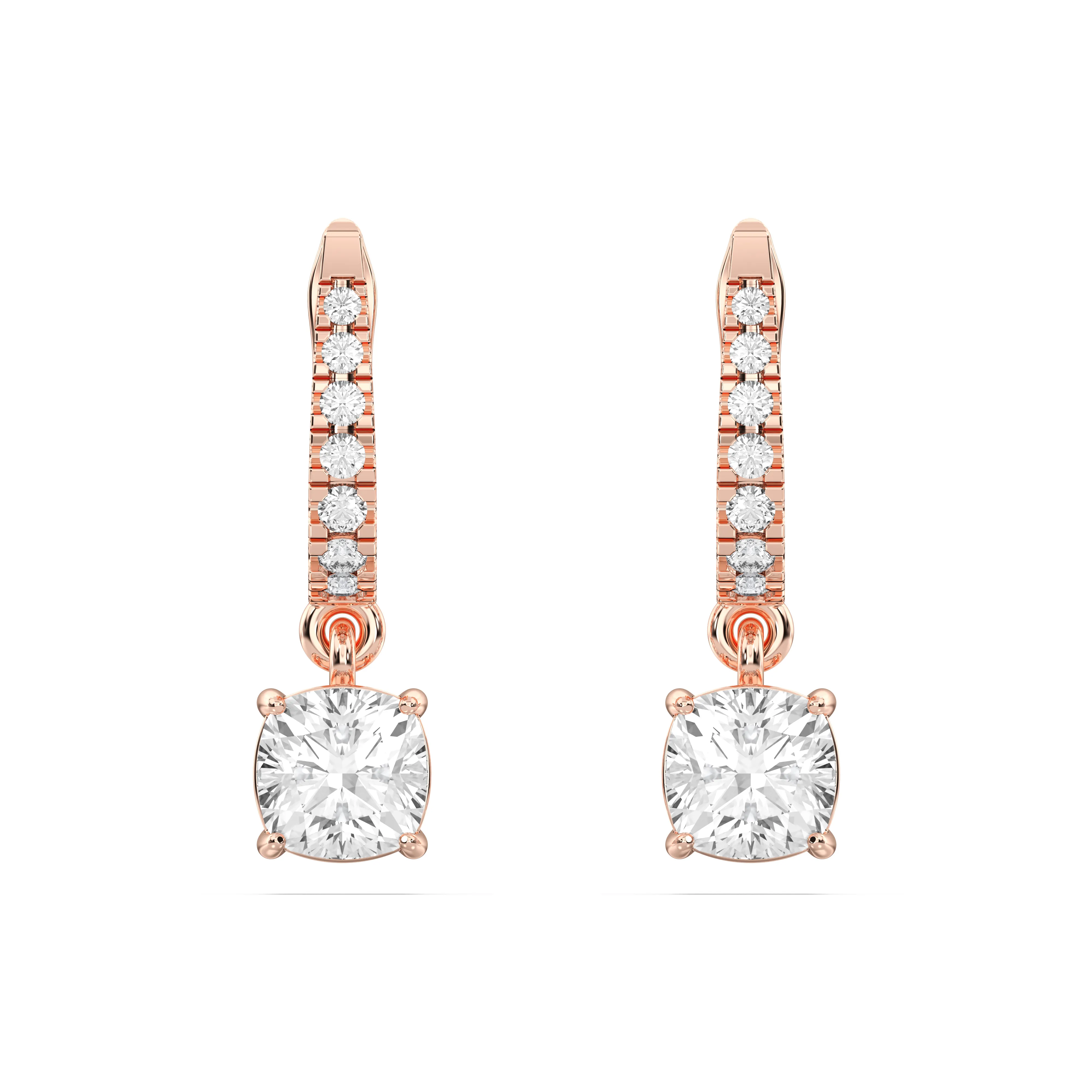 Solitire Drop Hoop Diamond Earring