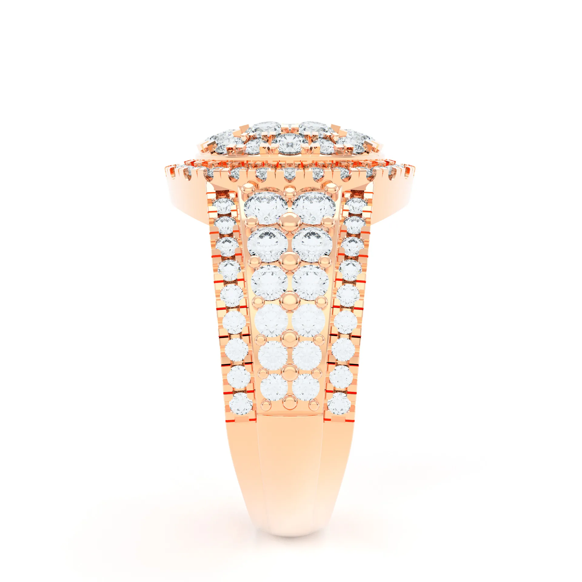 Cluster Studded Broad Wedding Band 2