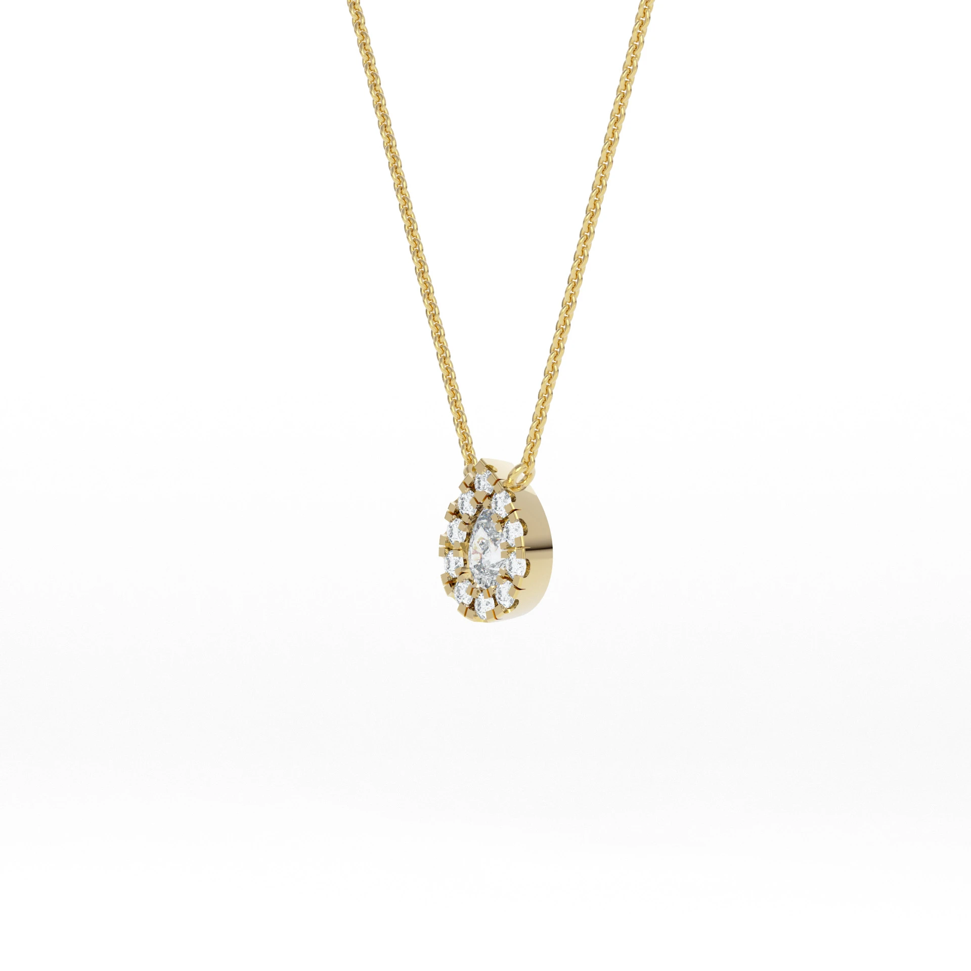 Halo Pear Diamond Shoulder Pendant