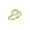 Round Diamond Bazel Set and Pav'e Engagement Ring